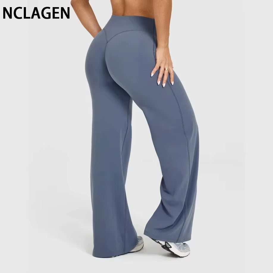 Women's Mid-Waist Yoga Pants - Softmotion Straight Leg Leggings for Pilates, Running & Gym Activities