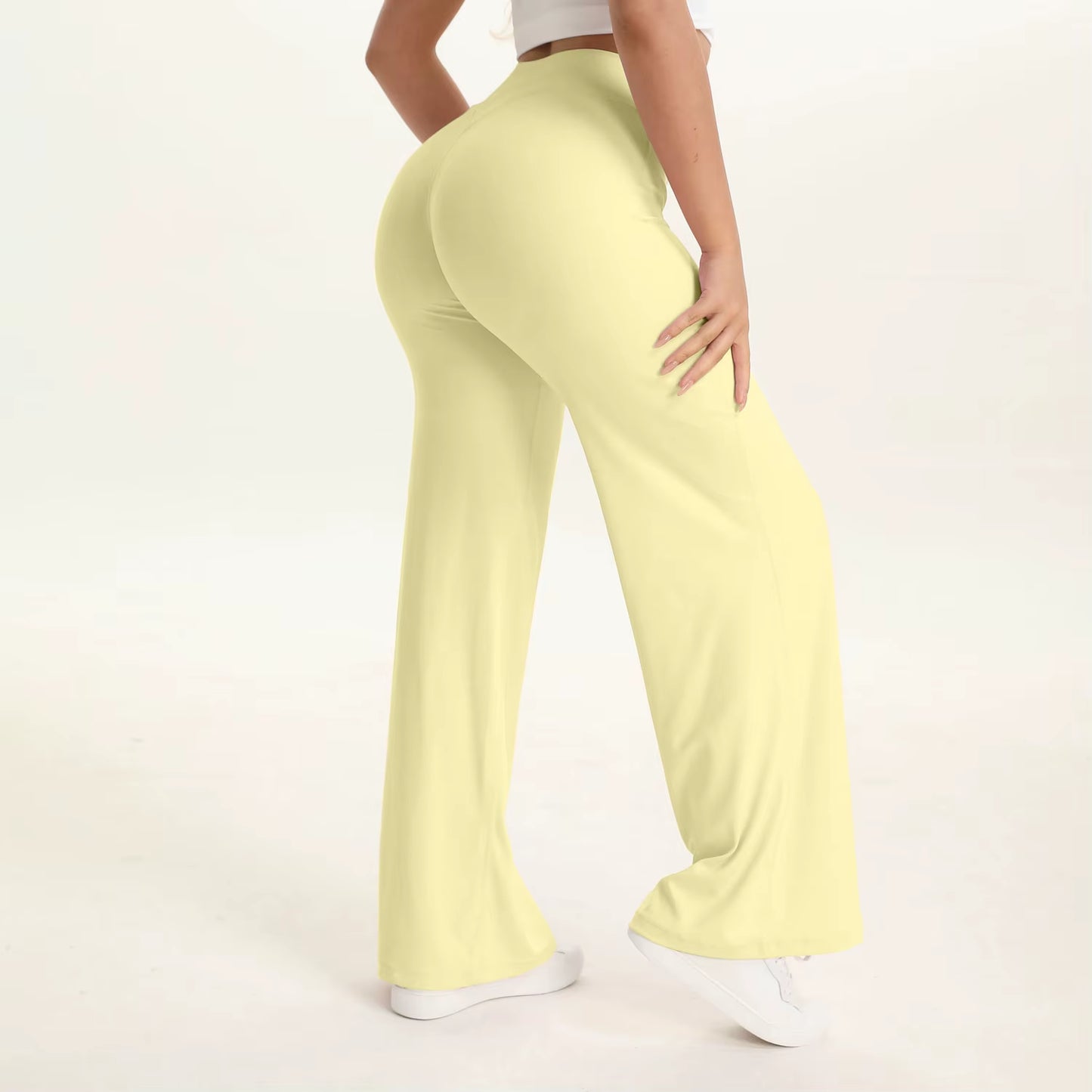 Women's Mid-Waist Yoga Pants - Softmotion Straight Leg Leggings for Pilates, Running & Gym Activities