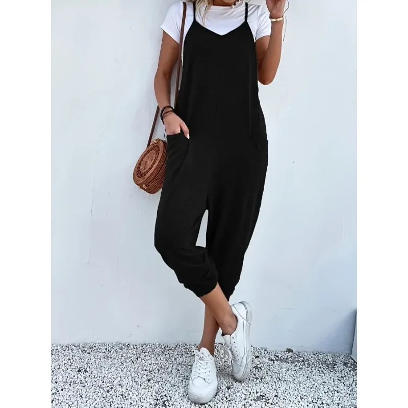 Chic & Comfy Plus Size Wide Leg Jumpsuit for Women - 1XL-5XL, Summer Essential with Pockets!