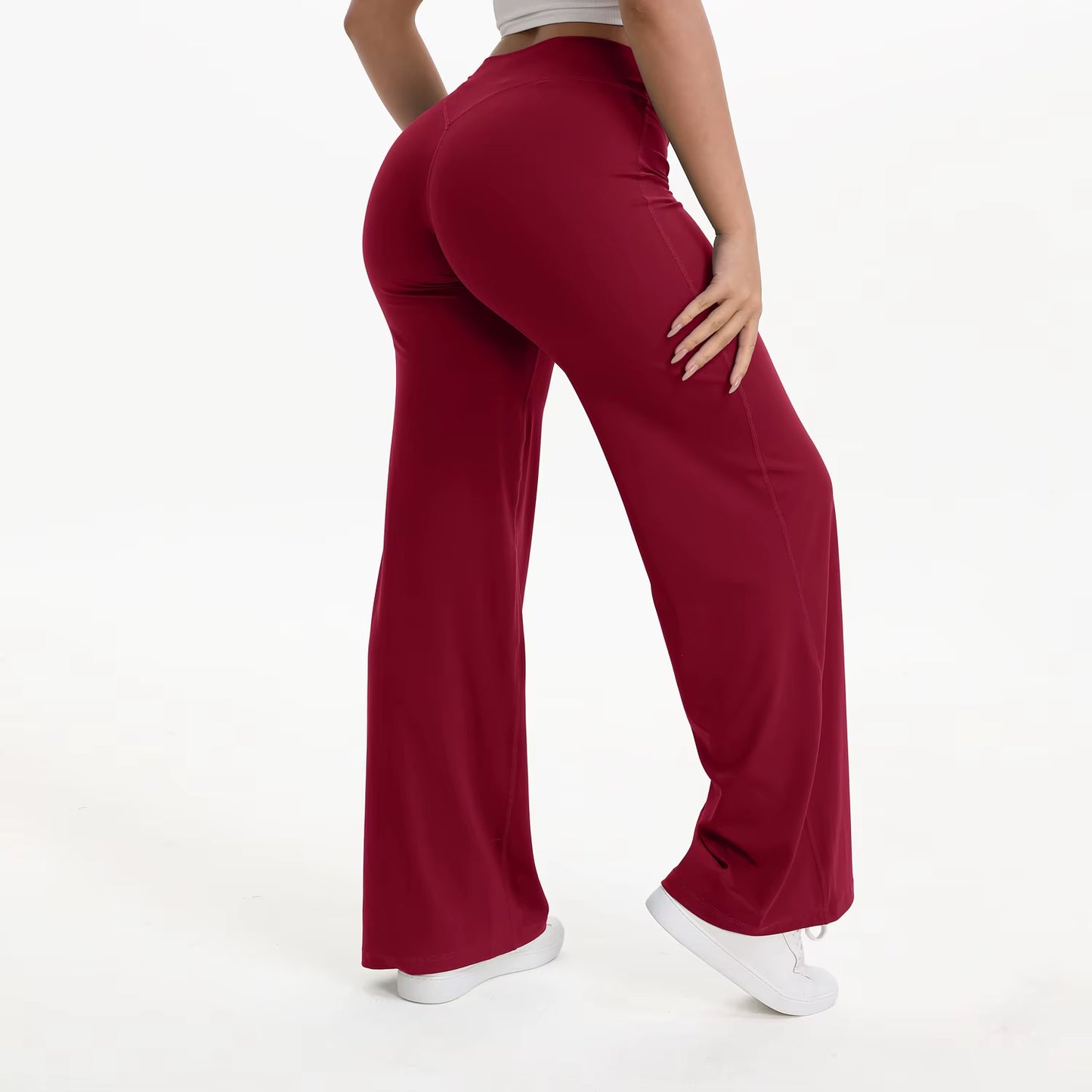 Women's Mid-Waist Yoga Pants - Softmotion Straight Leg Leggings for Pilates, Running & Gym Activities