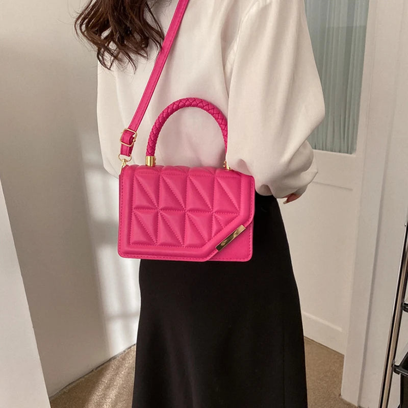 Chic 2024 Plaid PU Leather Crossbody Bag for Women - Stylish Designer Shoulder Handbag