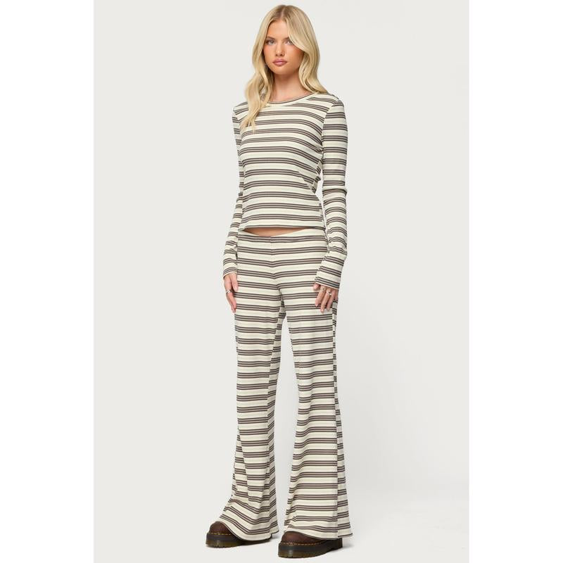 Avalie Striped Ribbed Pants
