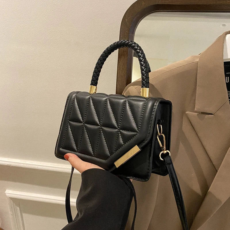 Chic 2024 Plaid PU Leather Crossbody Bag for Women - Stylish Designer Shoulder Handbag