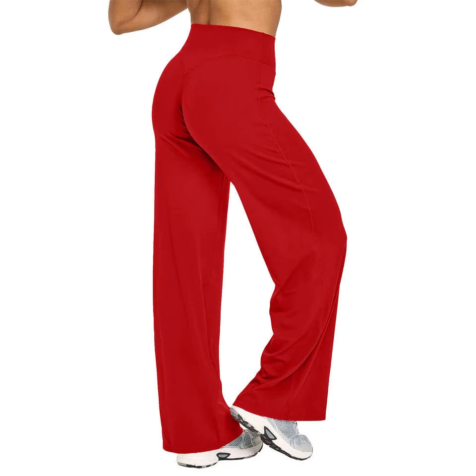 Women's Mid-Waist Yoga Pants - Softmotion Straight Leg Leggings for Pilates, Running & Gym Activities