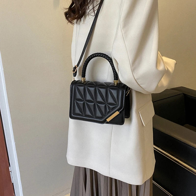 Chic 2024 Plaid PU Leather Crossbody Bag for Women - Stylish Designer Shoulder Handbag