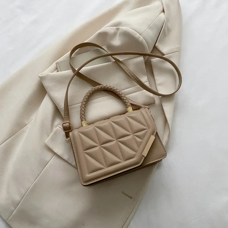 Chic 2024 Plaid PU Leather Crossbody Bag for Women - Stylish Designer Shoulder Handbag