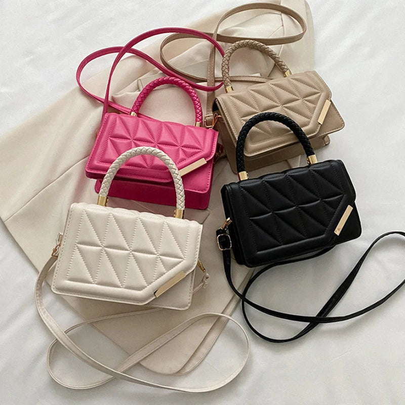 Chic 2024 Plaid PU Leather Crossbody Bag for Women - Stylish Designer Shoulder Handbag