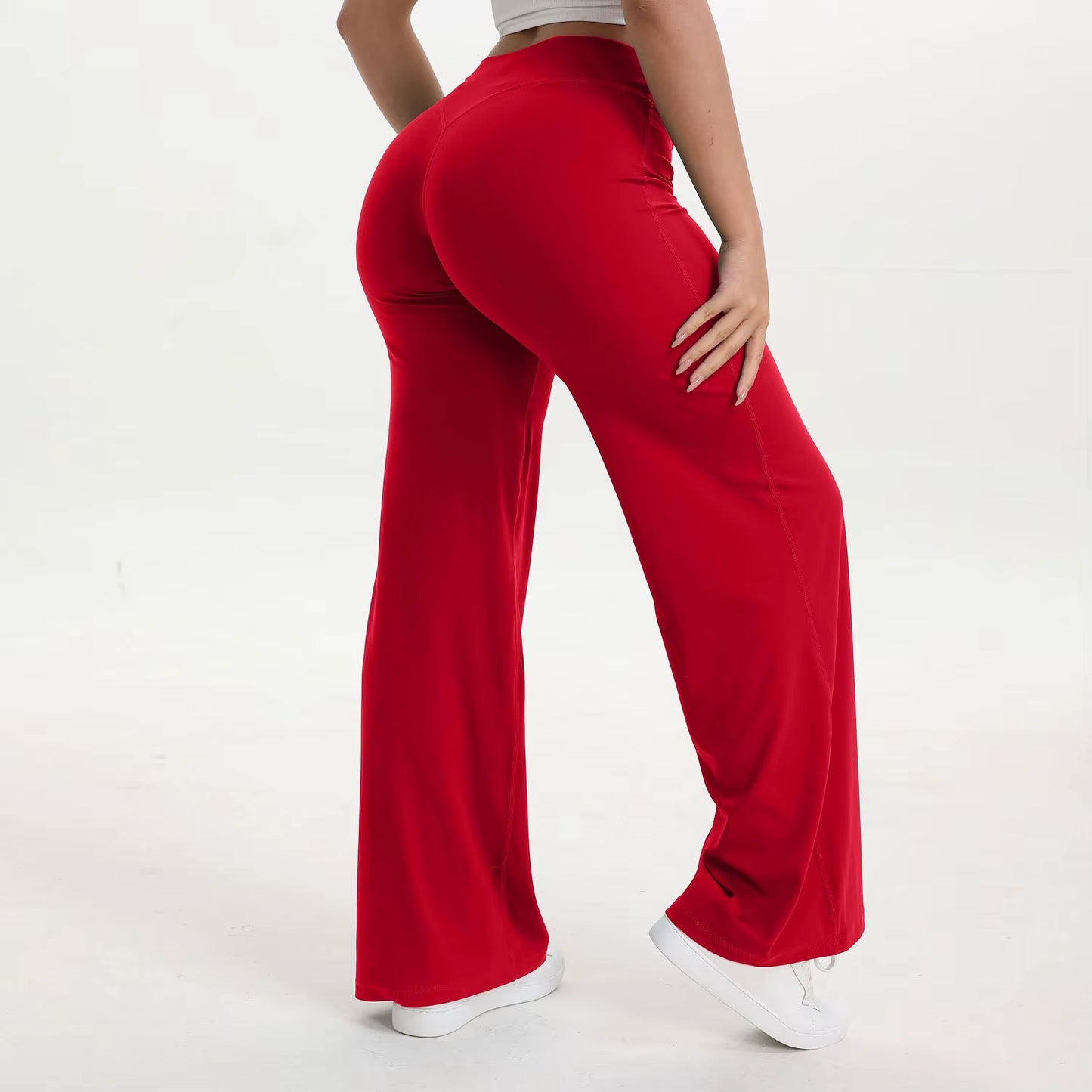 Women's Mid-Waist Yoga Pants - Softmotion Straight Leg Leggings for Pilates, Running & Gym Activities
