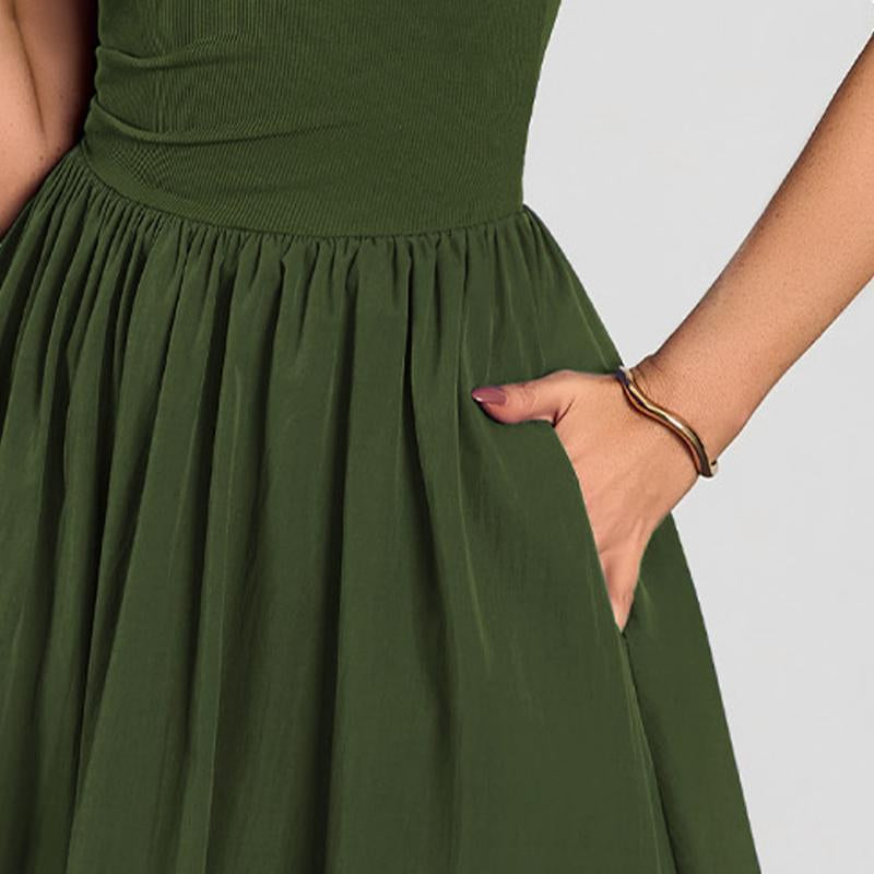 Miusol 85234B Women'S Summer Maxi Dresses for Women 2026 Spring Sleeveless Half Collar Casual Ruched Swing A-Line Dress with Pocket Sundress Flowy Beach Dress