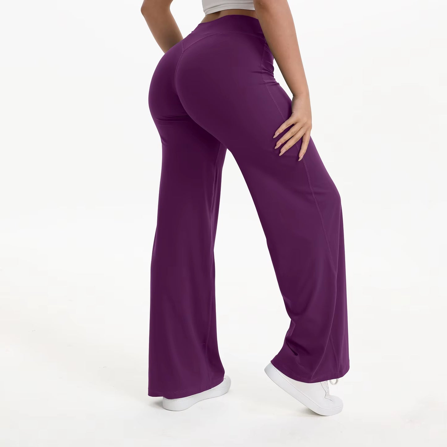 Women's Mid-Waist Yoga Pants - Softmotion Straight Leg Leggings for Pilates, Running & Gym Activities