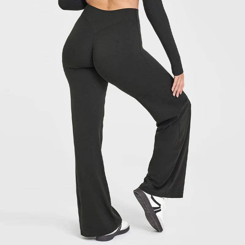 Women's Mid-Waist Yoga Pants - Softmotion Straight Leg Leggings for Pilates, Running & Gym Activities