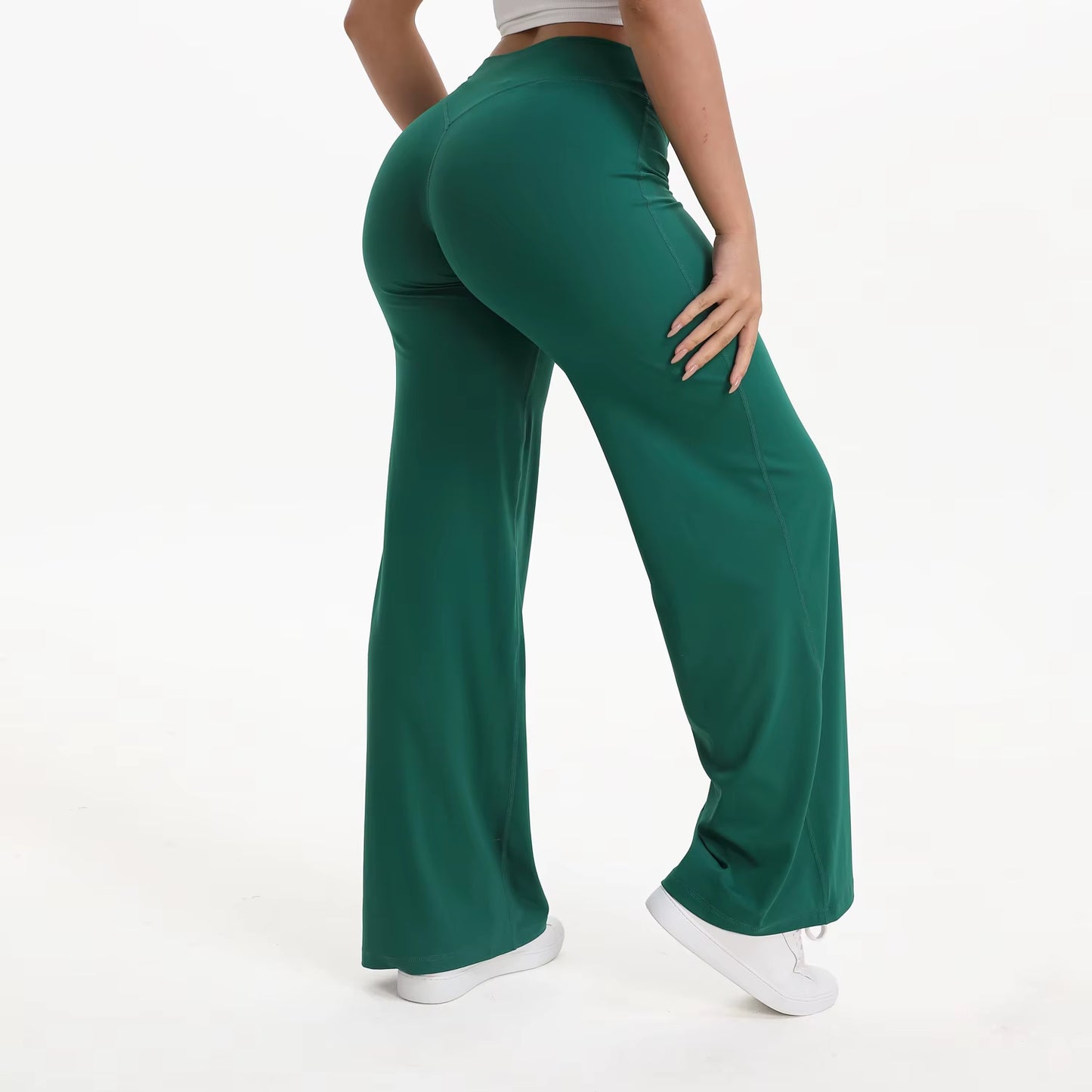 Women's Mid-Waist Yoga Pants - Softmotion Straight Leg Leggings for Pilates, Running & Gym Activities