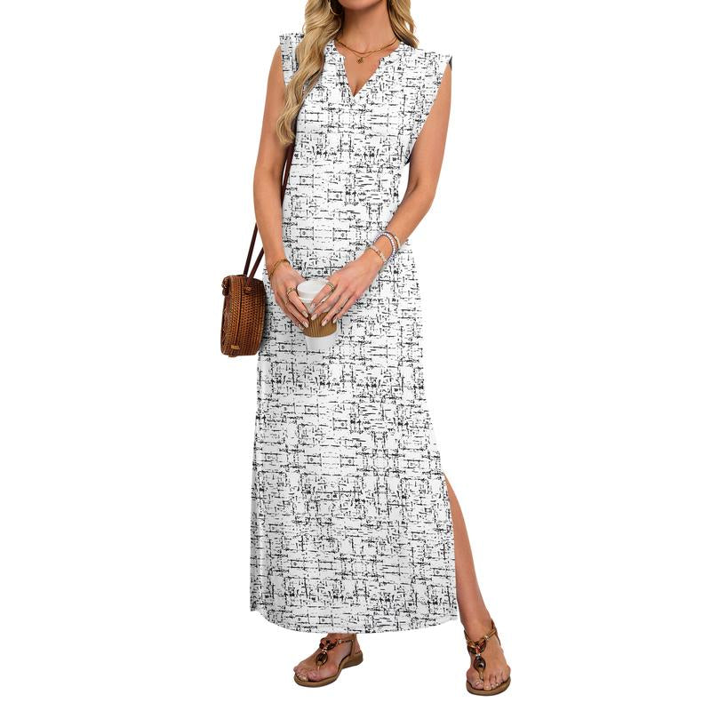AUSELILY Summer Dresses for Women 2026 Wrink Free Beach Vacation Dress Sundresses Ladies Tropical Pockets Maxi Dress