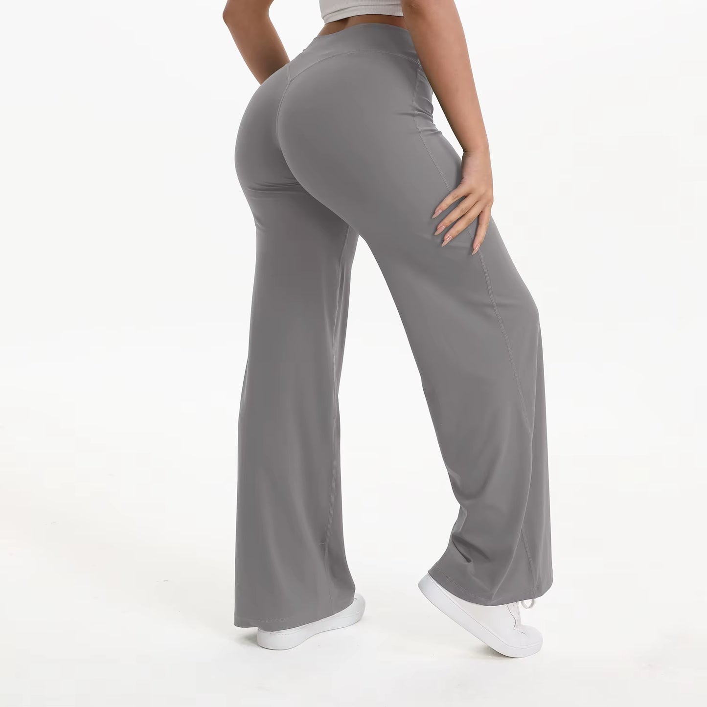 Women's Mid-Waist Yoga Pants - Softmotion Straight Leg Leggings for Pilates, Running & Gym Activities