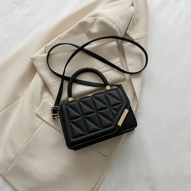 Chic 2024 Plaid PU Leather Crossbody Bag for Women - Stylish Designer Shoulder Handbag