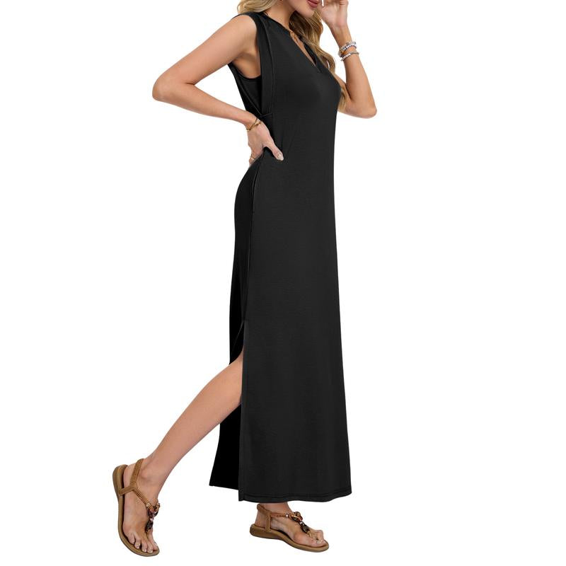 AUSELILY Summer Dresses for Women 2026 Wrink Free Beach Vacation Dress Sundresses Ladies Tropical Pockets Maxi Dress