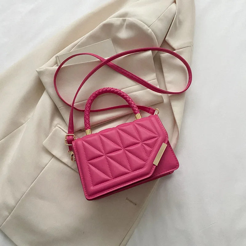 Chic 2024 Plaid PU Leather Crossbody Bag for Women - Stylish Designer Shoulder Handbag