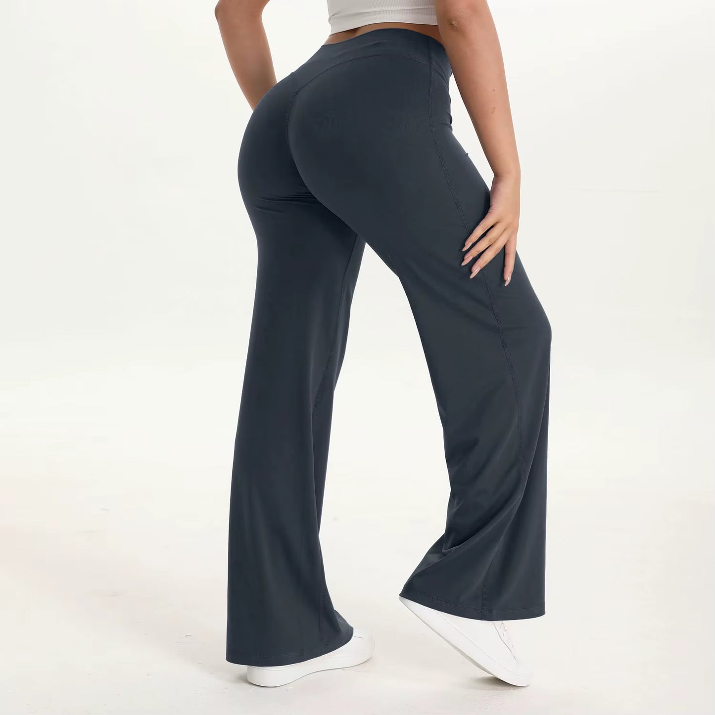 Women's Mid-Waist Yoga Pants - Softmotion Straight Leg Leggings for Pilates, Running & Gym Activities
