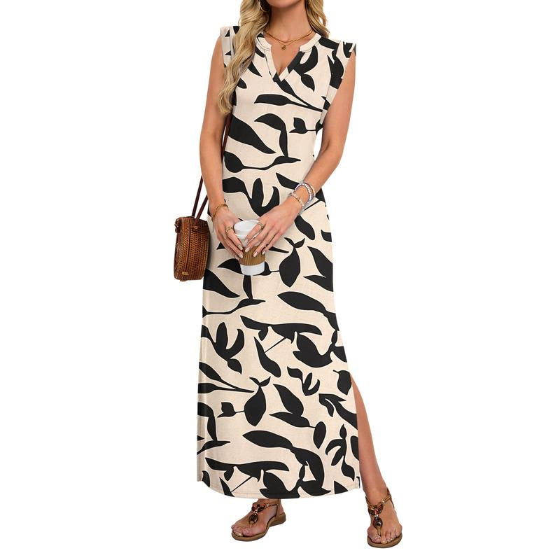 AUSELILY Summer Dresses for Women 2026 Wrink Free Beach Vacation Dress Sundresses Ladies Tropical Pockets Maxi Dress