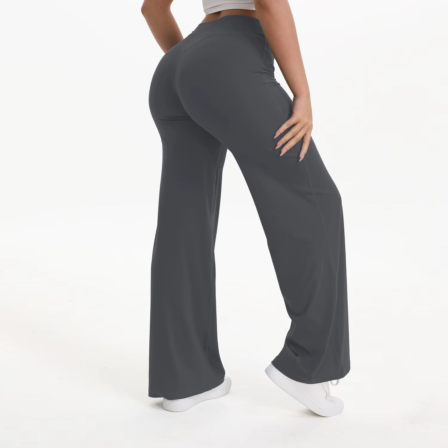 Women's Mid-Waist Yoga Pants - Softmotion Straight Leg Leggings for Pilates, Running & Gym Activities