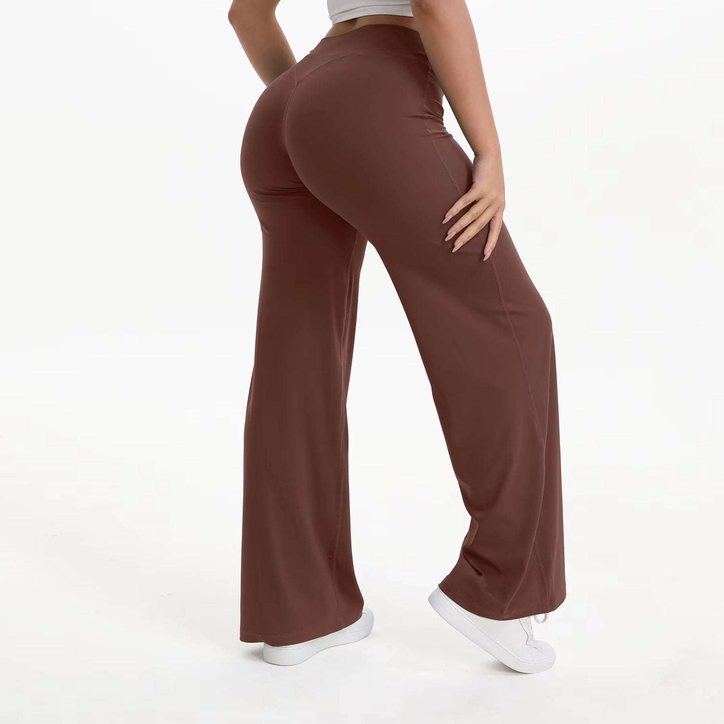 Women's Mid-Waist Yoga Pants - Softmotion Straight Leg Leggings for Pilates, Running & Gym Activities
