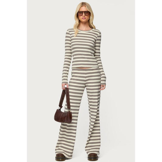 Avalie Striped Ribbed Pants