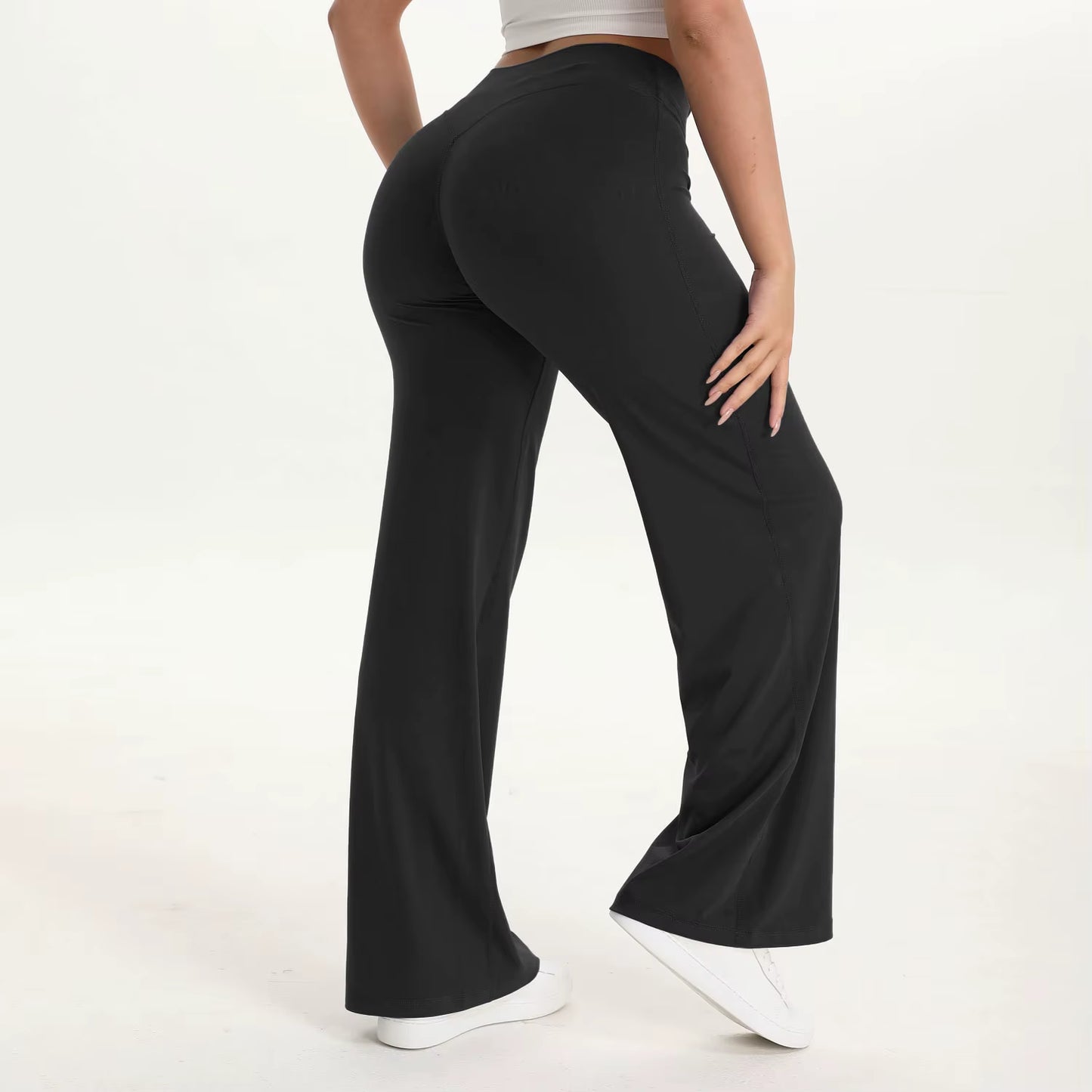 Women's Mid-Waist Yoga Pants - Softmotion Straight Leg Leggings for Pilates, Running & Gym Activities