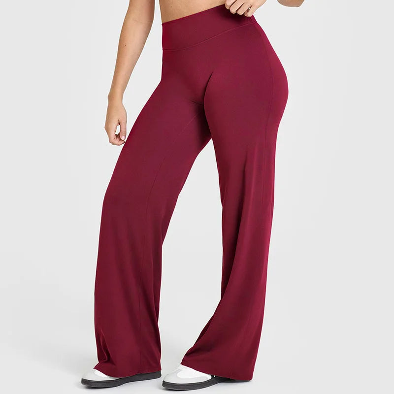 Women's Mid-Waist Yoga Pants - Softmotion Straight Leg Leggings for Pilates, Running & Gym Activities