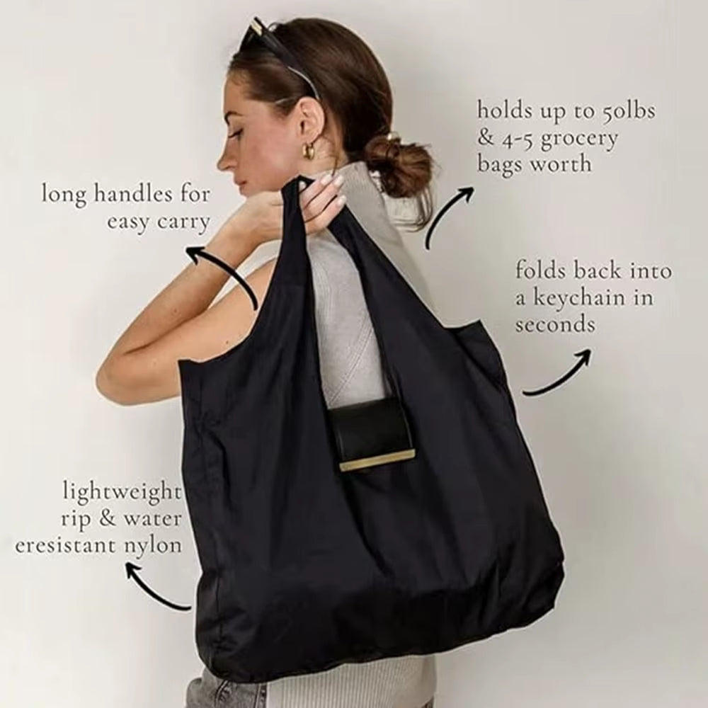 Compact Eco-Friendly Mini Keychain Tote Bag - Expandable & Reusable for Travel!