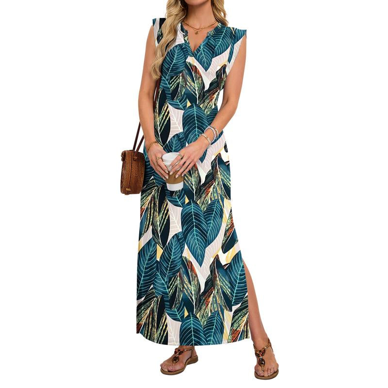 AUSELILY Summer Dresses for Women 2026 Wrink Free Beach Vacation Dress Sundresses Ladies Tropical Pockets Maxi Dress