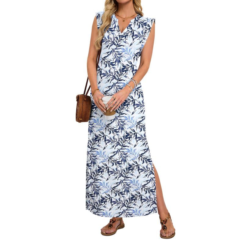 AUSELILY Summer Dresses for Women 2026 Wrink Free Beach Vacation Dress Sundresses Ladies Tropical Pockets Maxi Dress