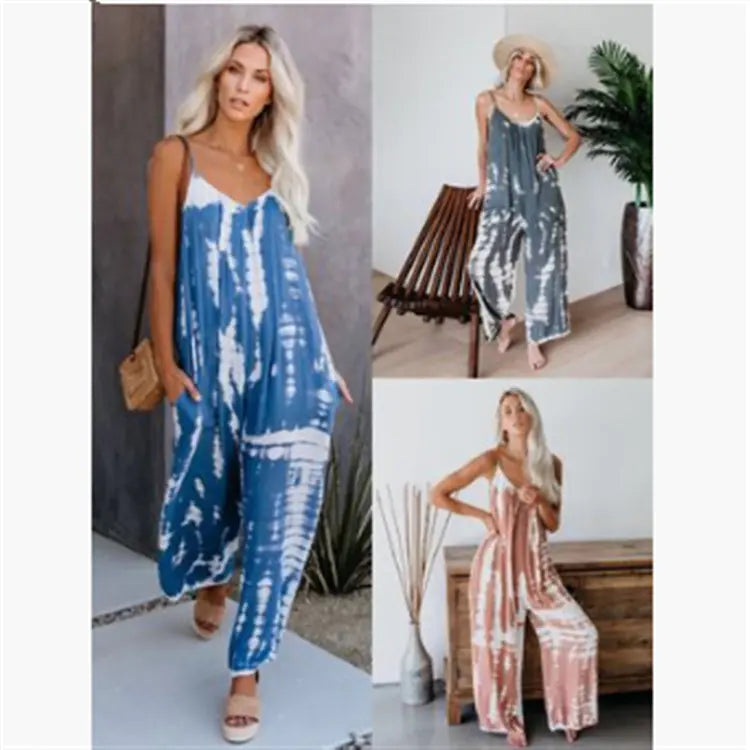 Summer Boho Tie-Dye Jumpsuit