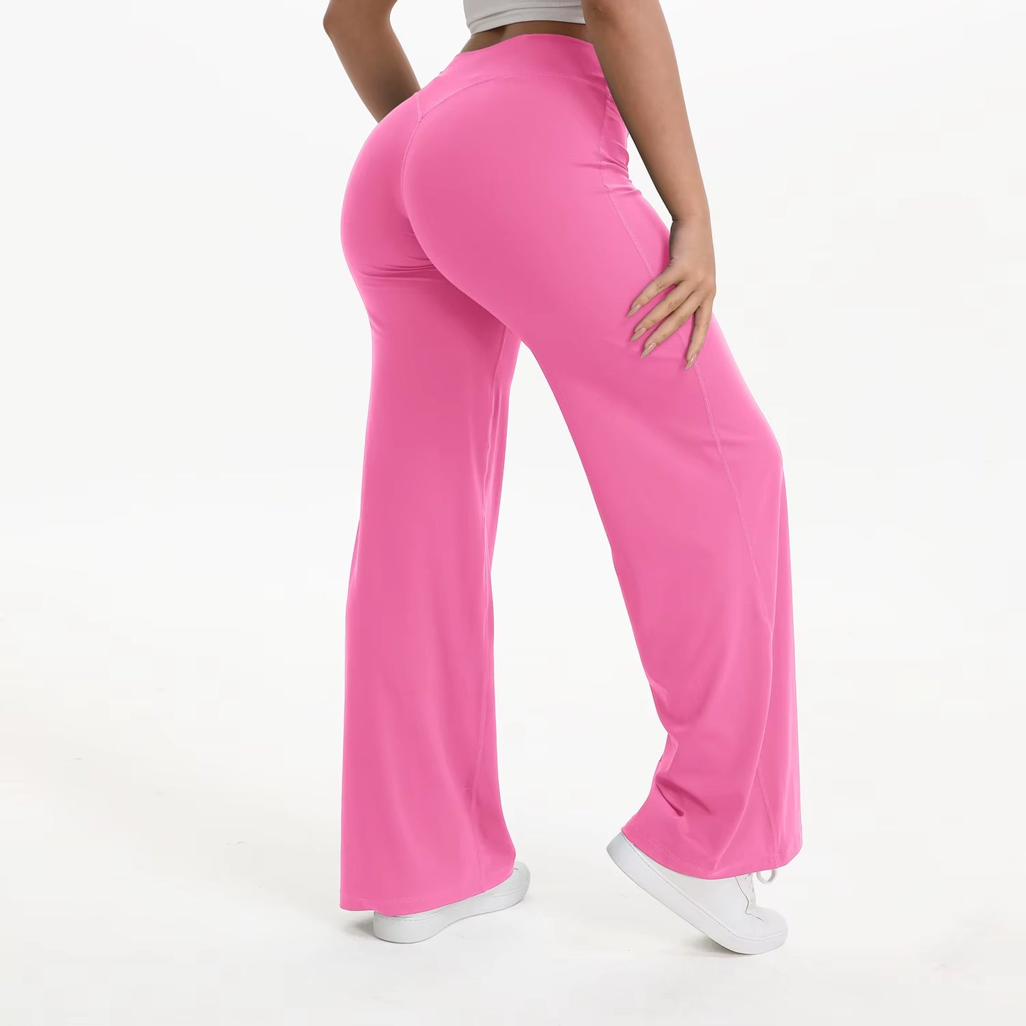 Women's Mid-Waist Yoga Pants - Softmotion Straight Leg Leggings for Pilates, Running & Gym Activities