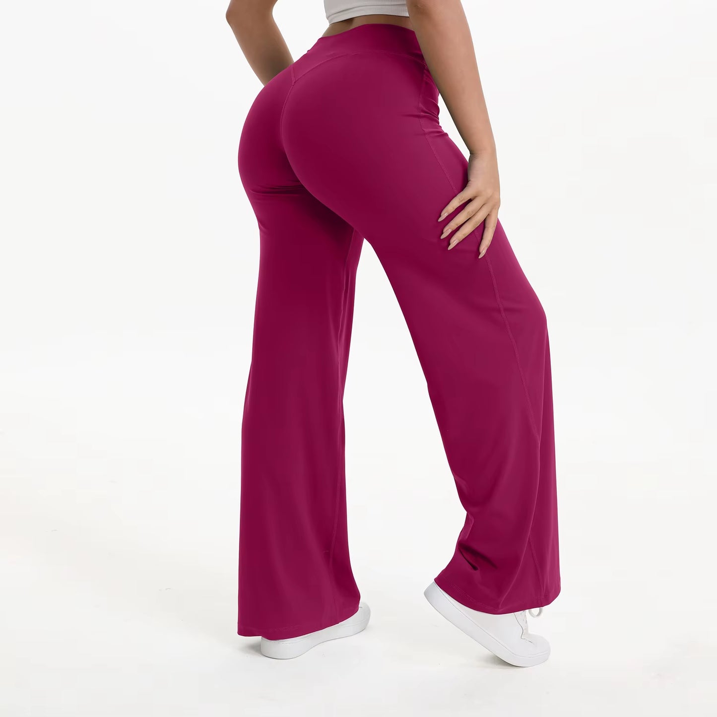 Women's Mid-Waist Yoga Pants - Softmotion Straight Leg Leggings for Pilates, Running & Gym Activities