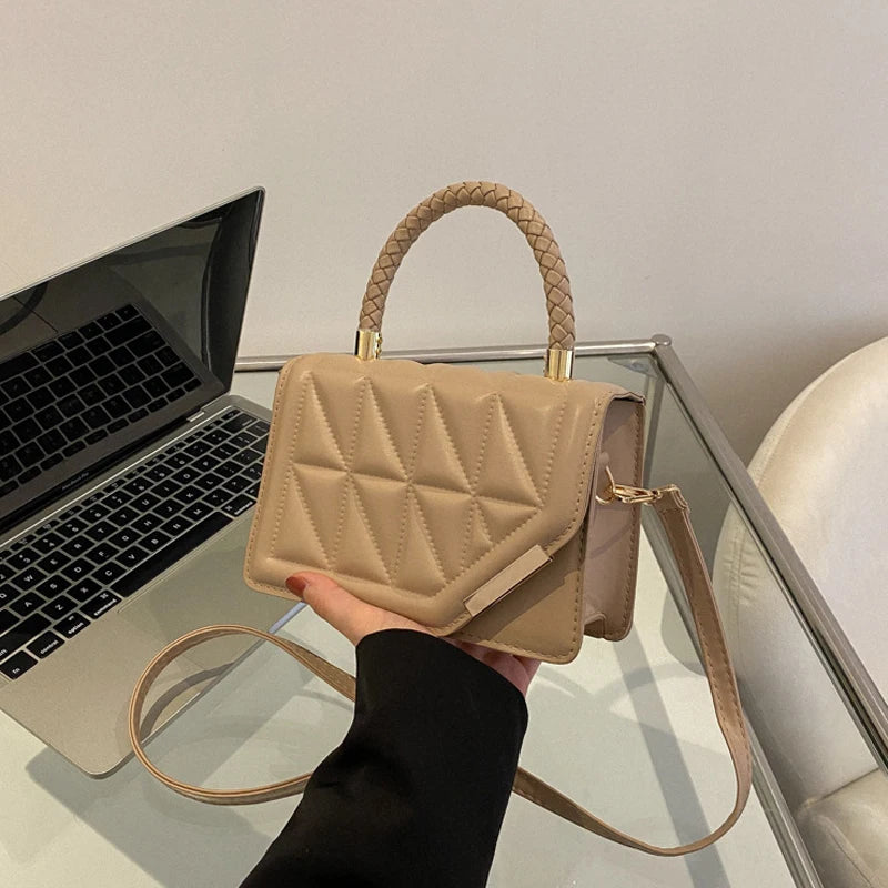 Chic 2024 Plaid PU Leather Crossbody Bag for Women - Stylish Designer Shoulder Handbag