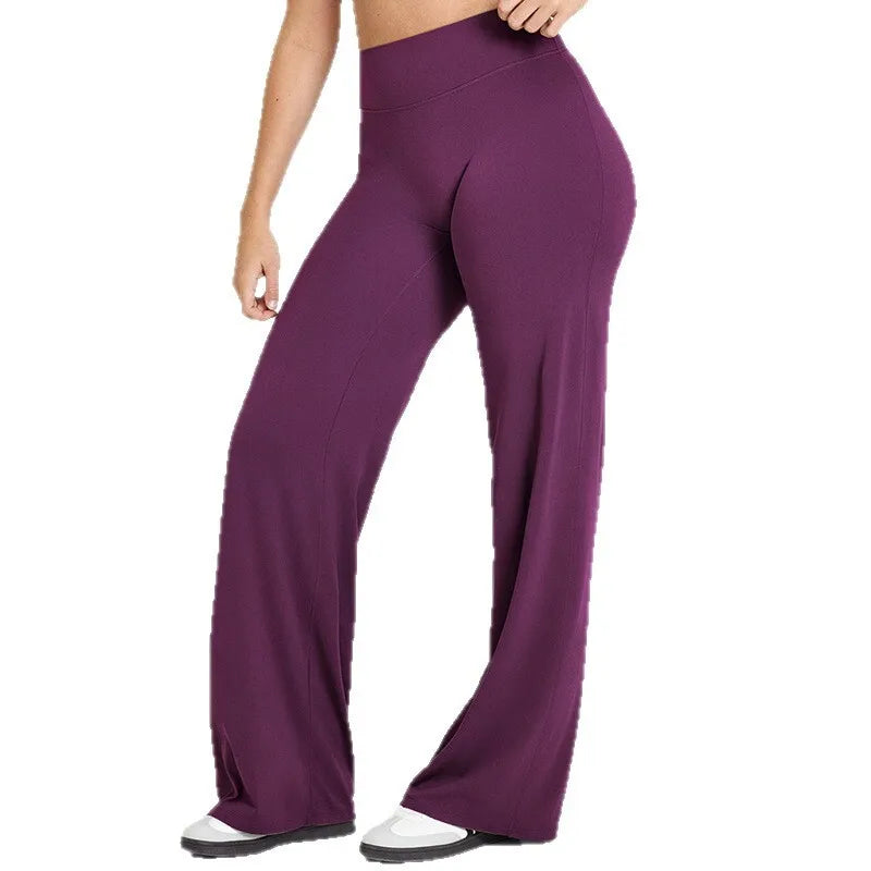 Women's Mid-Waist Yoga Pants - Softmotion Straight Leg Leggings for Pilates, Running & Gym Activities