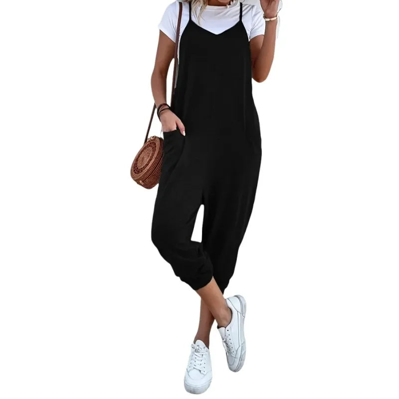 Chic & Comfy Plus Size Wide Leg Jumpsuit for Women - 1XL-5XL, Summer Essential with Pockets!