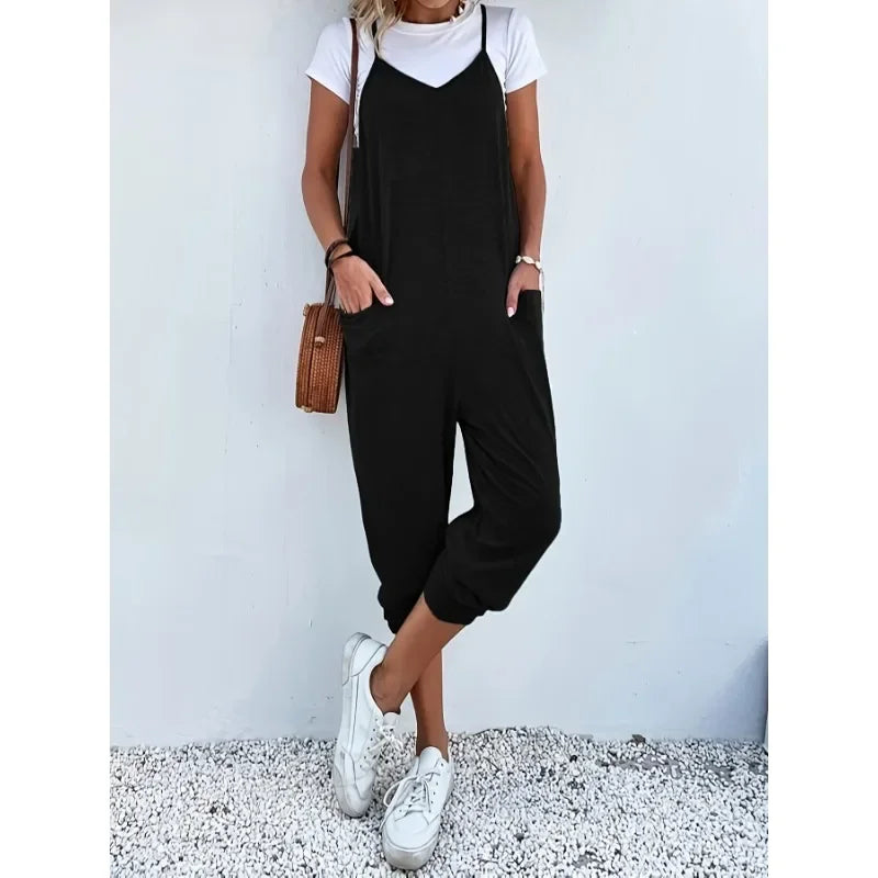 Chic & Comfy Plus Size Wide Leg Jumpsuit for Women - 1XL-5XL, Summer Essential with Pockets!